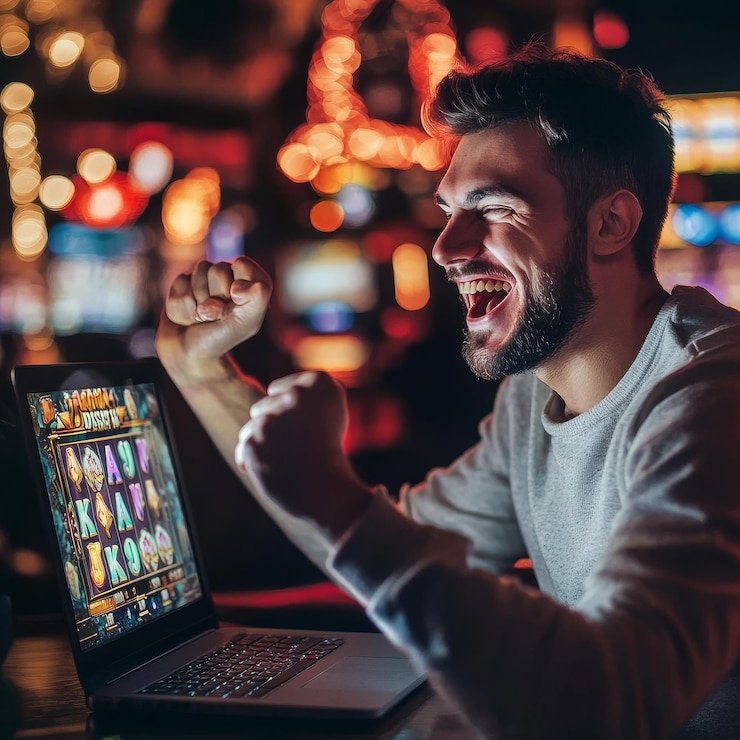 Suasana meja permainan casino live dealer dengan lampu dan interaksi yang elegan